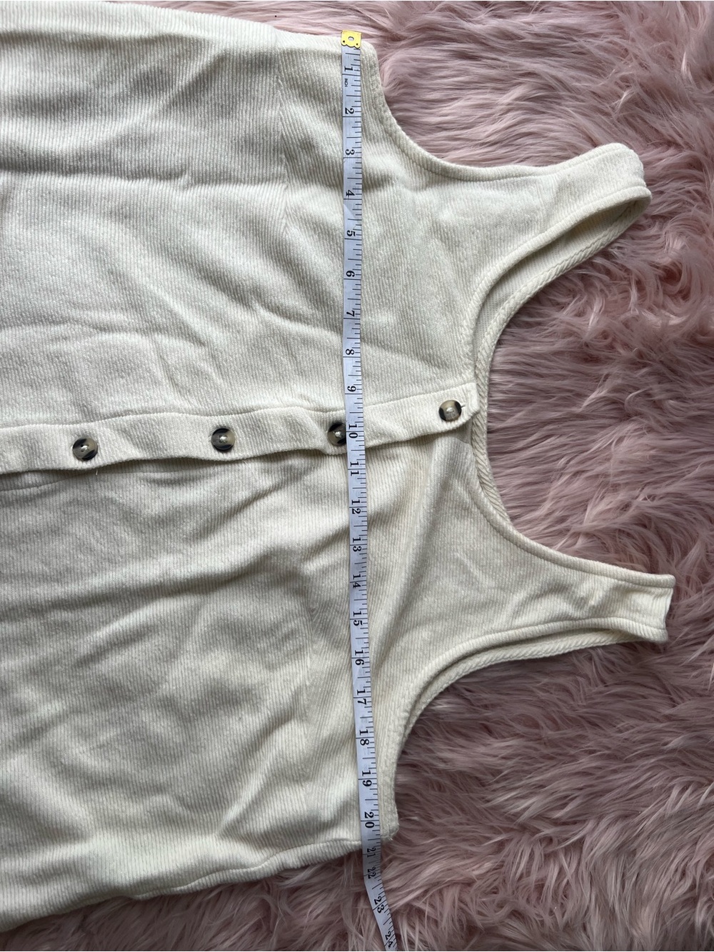 100% Cotton Madewell Cream Button-Front Ribbed Tank Plus Size - Picture 2 of 5